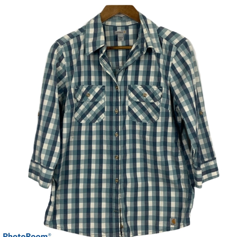 Carhartt Plaid 3/4 Sleeve Women’s Shirt Sz M(8-10)